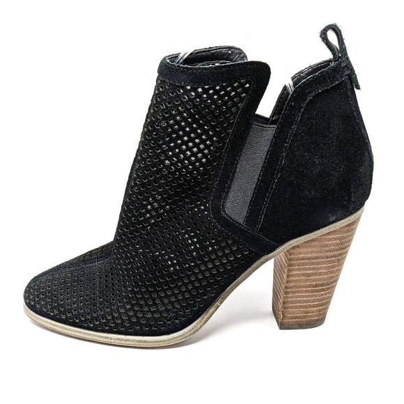 Vince Camuto Shoes Womens 8.5 Boots Faltada Black Leather Slip On Booties Boho - Picture 1 of 8